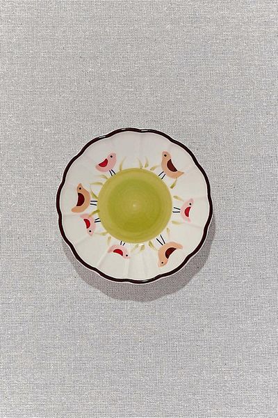 Paşabahçe Green Sparrow Ceramic Tea Plate