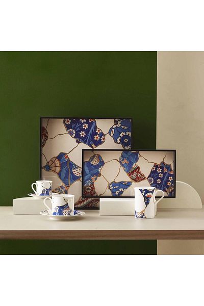 Paşabahçe Cobalt Kintsugi Tray - 35X35 cm