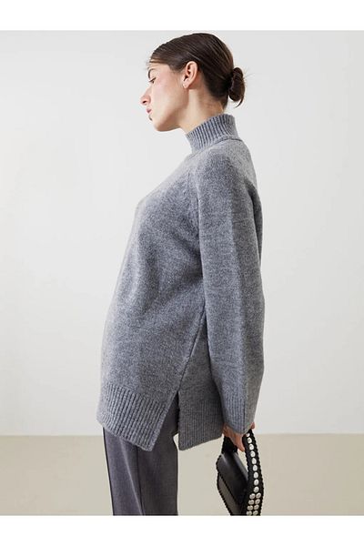 LC Waikiki Lcw Vision Gray Half Turtleneck Women's Knitwear Sweater