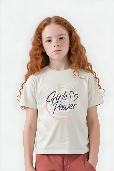 FYK COLLECTİON Κοντομάνικο μπλουζάκι για κορίτσια με στάμπα Heart Power