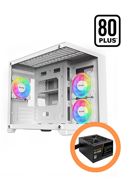 Revenge Nova Arctic White 600W PSU M-ATX 3 Rgb Fanlı Temperli Cam Panel  Gami...