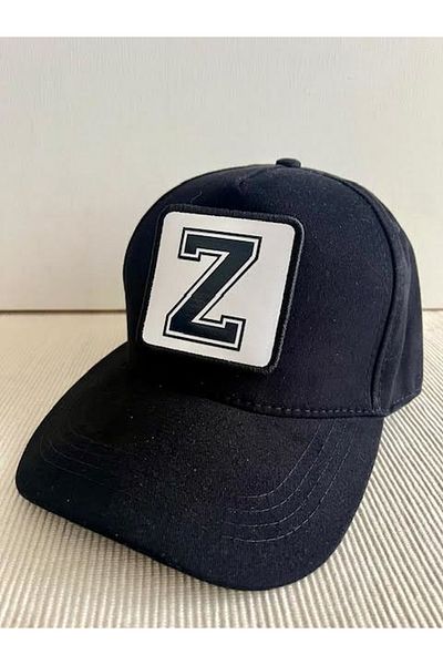 CosmoOutlet 100% Cotton Men's Black Hat with Letter Z Adjustable Changeable Sticker on the Back