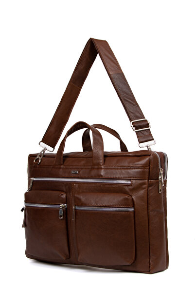 Newish Polo حقيبة كمبيوتر محمول من الجلد الطبيعي للرجال مقاس 17 بوصة