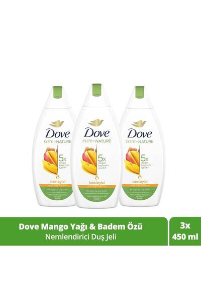 Dove Care By Nature Nemlendirici Duş Jeli Mango Yağı & Badem Özü 450 ml X3