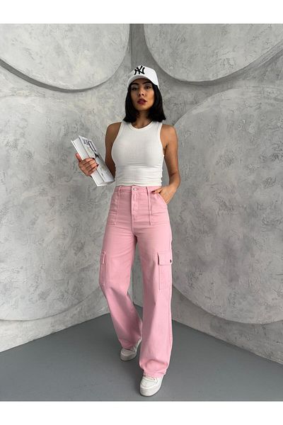 kotmodası PANTALONI GABARDINE CU BOCĂLATĂ                               CU
