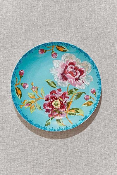 Paşabahçe Turquoise Peony Porcelain Cake Plate