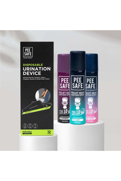 Pee Safe PeeSafe Toilet Hygiene Combo | Pack of 3 Toilet Seat Sanitizer Spray With 2 Urination Device