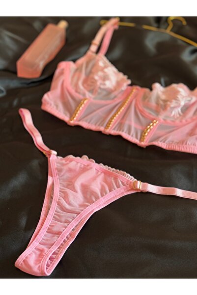 MODA Bustieră roz cu detaliu de lanț