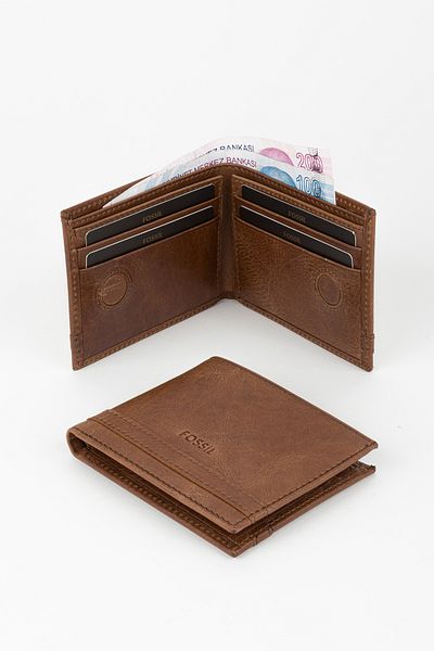 Fossil Boxed Genuine Leather Brown Crazy Horizontal Men's Wallet Hand Portfolio