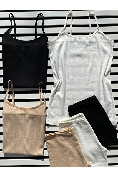 LEYNA BUTİK З підкладкою, бавовняні, еластичні, з мереживом, 3 штуки, екрю, т...