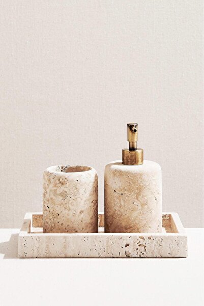 Paşabahçe Naturel Traverten Banyo Seti 3'lü