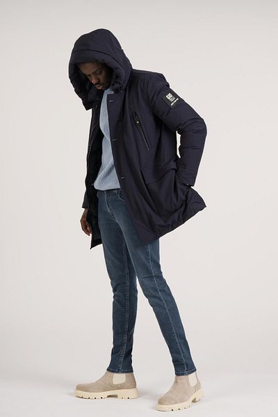 Giotelli Regular Fit Hooded Neck Rest Long Puffer Coat with Side Pockets