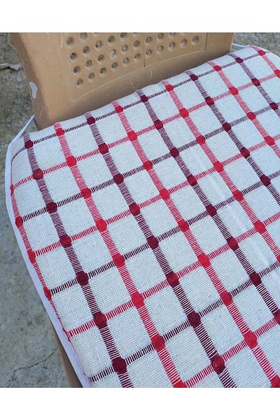 Mandaş Classic Single Bottom Chair Cushion Set - 2 Pieces (3.5cm Thickness) Claret Red