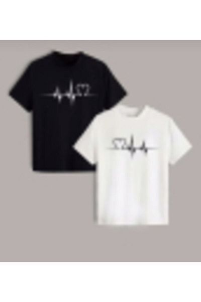 Minikelya Optimist Unisex Heart Printed Lover Combo 2 Pieces