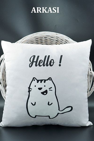 ASDİVA 43X43 cm Velvet Throw Pillow Cover - Double Sided, Letter a Cat Pattern, Birthday Marriage Proposal