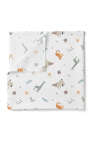 Wheeppo Multipurpose Muslin Baby Blanket Animal Party - XL 75X100 cm