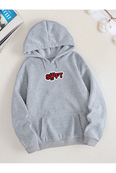 De Carte Shift Printed Oversize Seasonal Hooded Sweatshirt