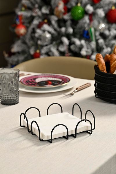 Edora Home Μεταλλικό ανοξείδωτο χαρτοπετσέτα μεγάλου μεγέθους 18 εκ. - Μαύρο ματ, για καφέ, εστιατόριο, ξενοδοχείο, επιτραπέζια σκεύη κουζίνας
