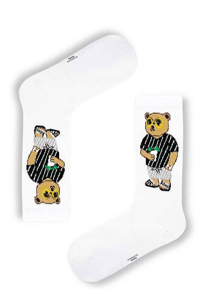 CARNAVAL SOCKS Бели тенис чорапи с шарка на мече