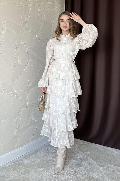 Elbee Fashion Woman Μακρύ φόρεμα Flounce