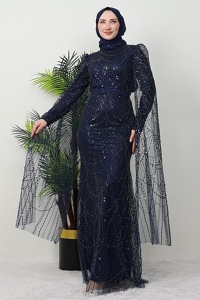 GİZ AGİYİM Βραδινό φόρεμα Navy Blue Duru Stone