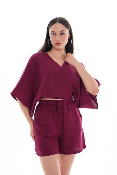 ŞİMAL Bolero de muselină cu cravată în față pentru femei 250000   -