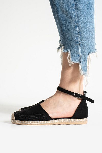 HVZ Exclusive Ethnic Black Women's Espadrilles - Embroidered and Straw Base