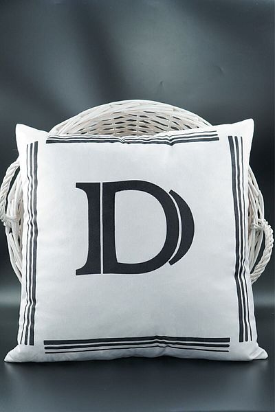 ASDİVA Letter Cushion Cover Velvet 43x43 Cm Double Sided Letter D Cat Pattern Marriage Proposal Birthday