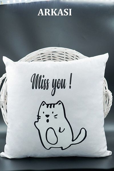 ASDİVA 43X43 cm Velvet Marriage Proposal - Birthday with Letters, Reversible and Cat Pattern