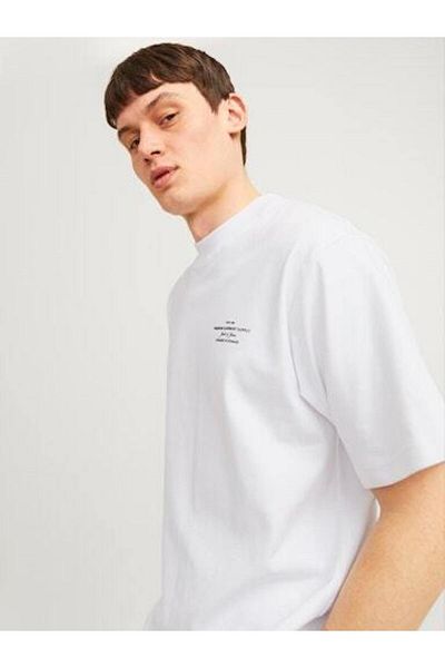 Jack & Jones Ανδρικό μπλουζάκι Jprblachad Branding Ss Crew Neck Sn 12259357 Φωτεινό Λευκό
