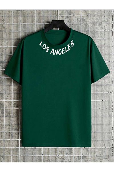 Minikelya New Season Unisex Los Angeles Collar Printed T-Shirt