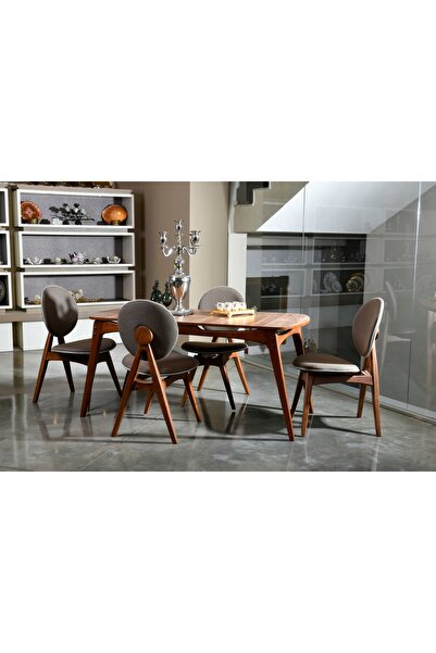 VOWTURKEY Touch Iskandinav El Işçiliği Salon&mutfak Masa Takımı Kahverengi Keten Kumaş 80*160