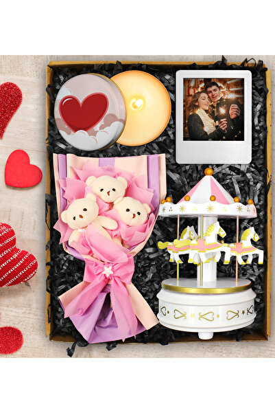 Apollon Gift Shop Üçlü Peluş Ayıcık Buketi & Müzikli Atlıkarınca & Özel Tasar...