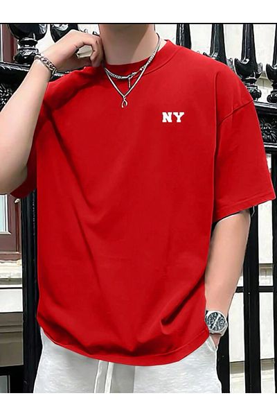 NEW TRENDY COLLECTİON Unisex New Season Ny Written Cotton Oversize T-shirt