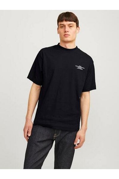 Jack & Jones Jprblachad Branding Ss Crew Neck Tee Sn Tricou bărbați 12259357 Negru