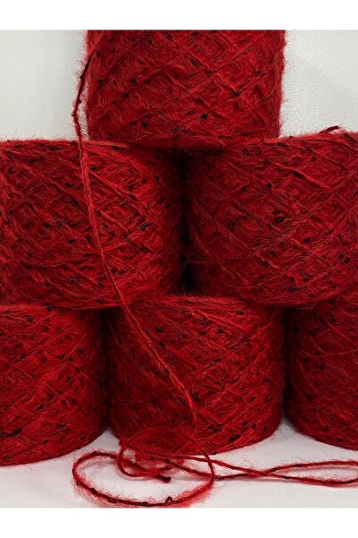 göçer Örgü İpi Moher akrlik gazzal kırmızı siyah buklet löpeli görsel net 600gr