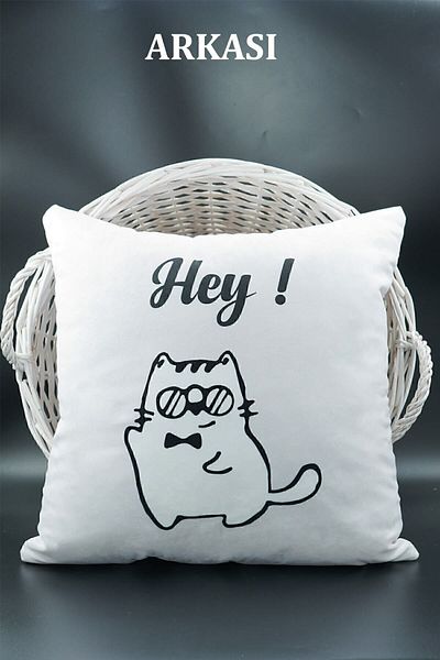 ASDİVA Lettered Throw Pillow Cover Velvet 43x43 Cm Double Sided Letter F Cat Patterned Marriage Proposal Birthday
