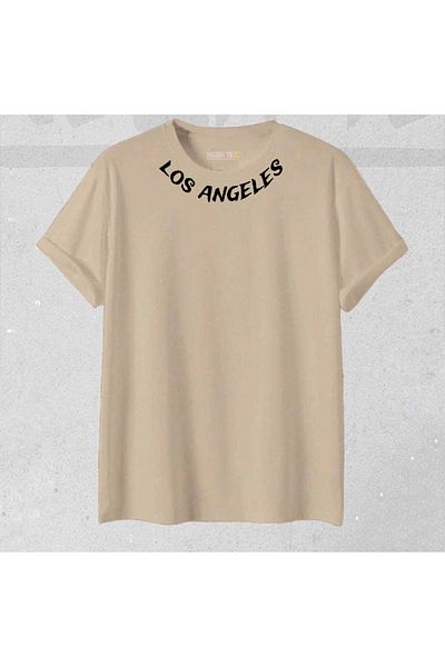 Minikelya New Season Unisex Los Angeles Collar Printed T-Shirt