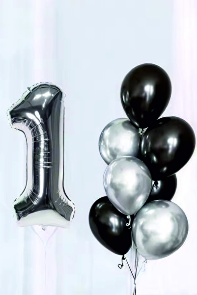 Cansüs 40Inch Silver Colorful Number Foil Balloon - 102cm