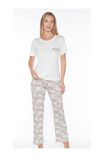 MSD-6019 Pijama Takım 2 Li Set Ekru