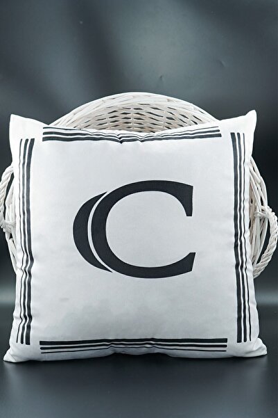ASDİVA Husă de pernă cu litere catifea 43x43 cm Litere C pe două fețe Model p...