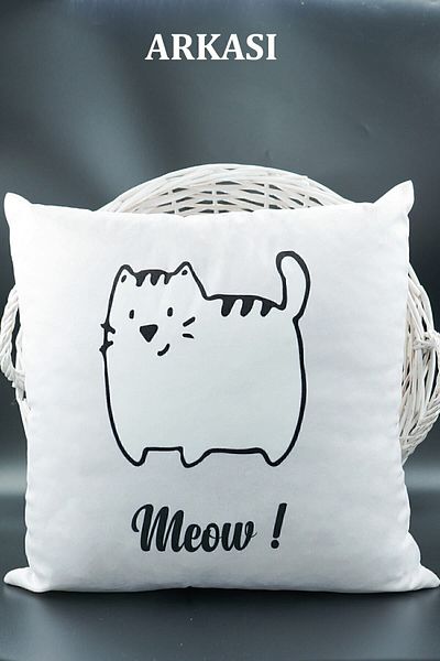 ASDİVA Lettered Throw Pillow Cover Velvet 43x43 Cm Double Sided Letter B Cat Patterned Marriage Proposal Birthday