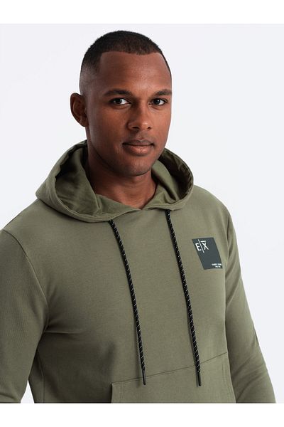 OMBRE Herren Känguru Hoodie mit Logo - oliv V4 OM-SSNZ-0162 XL