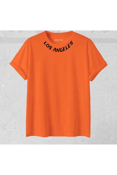 Minikelya New Season Unisex Los Angeles Collar Printed T-Shirt