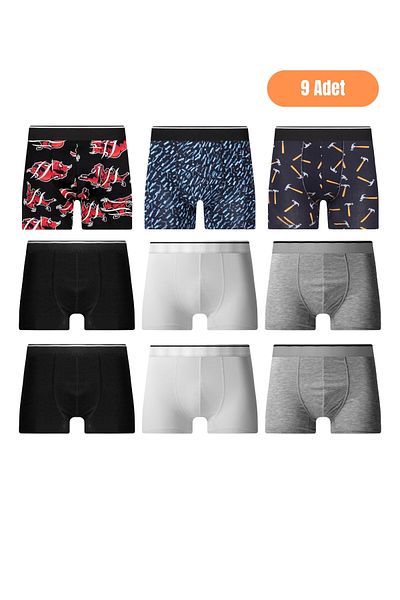 andredimoda Ανδρικό Σετ Μπόξερ Lycra 9 τεμαχίων