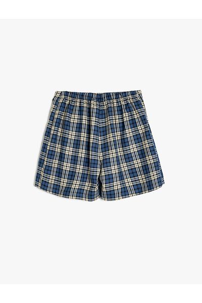 Koton Plaid Patterned Belt Detailed Pleated Short Skirt