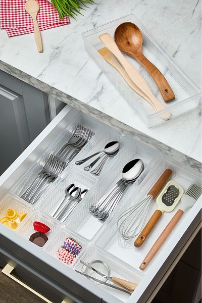 Bayev Bade 10 Piece Set - Cosmetic Organizer Drawer Jewelry (1-2-2-5) Pen Holder and Cutlery Organizer
