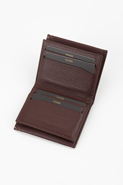 Fossil Boxed Genuine Leather Brown Vertical Men's Hand Portfolio Wallet