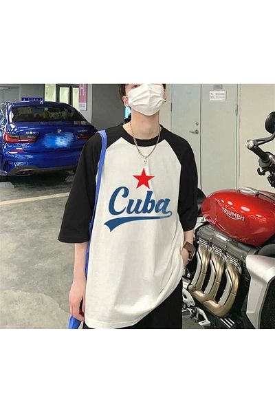 1blood Μπλουζάκι Cuba Model Black Raglan με κοντό μανίκι