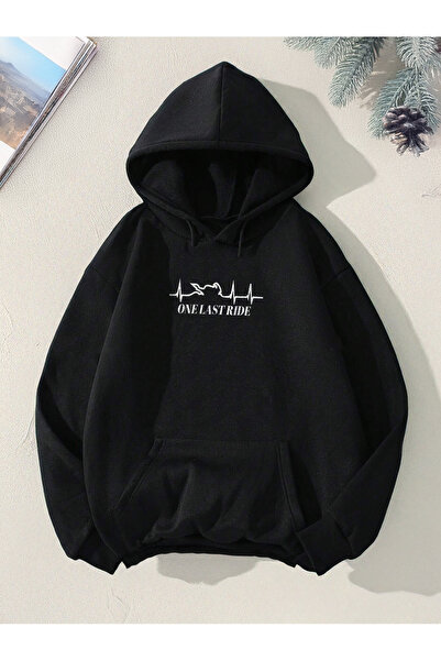 De Carte One Last Ride Printed Seasonal Hooded Unisex Sweatshirt